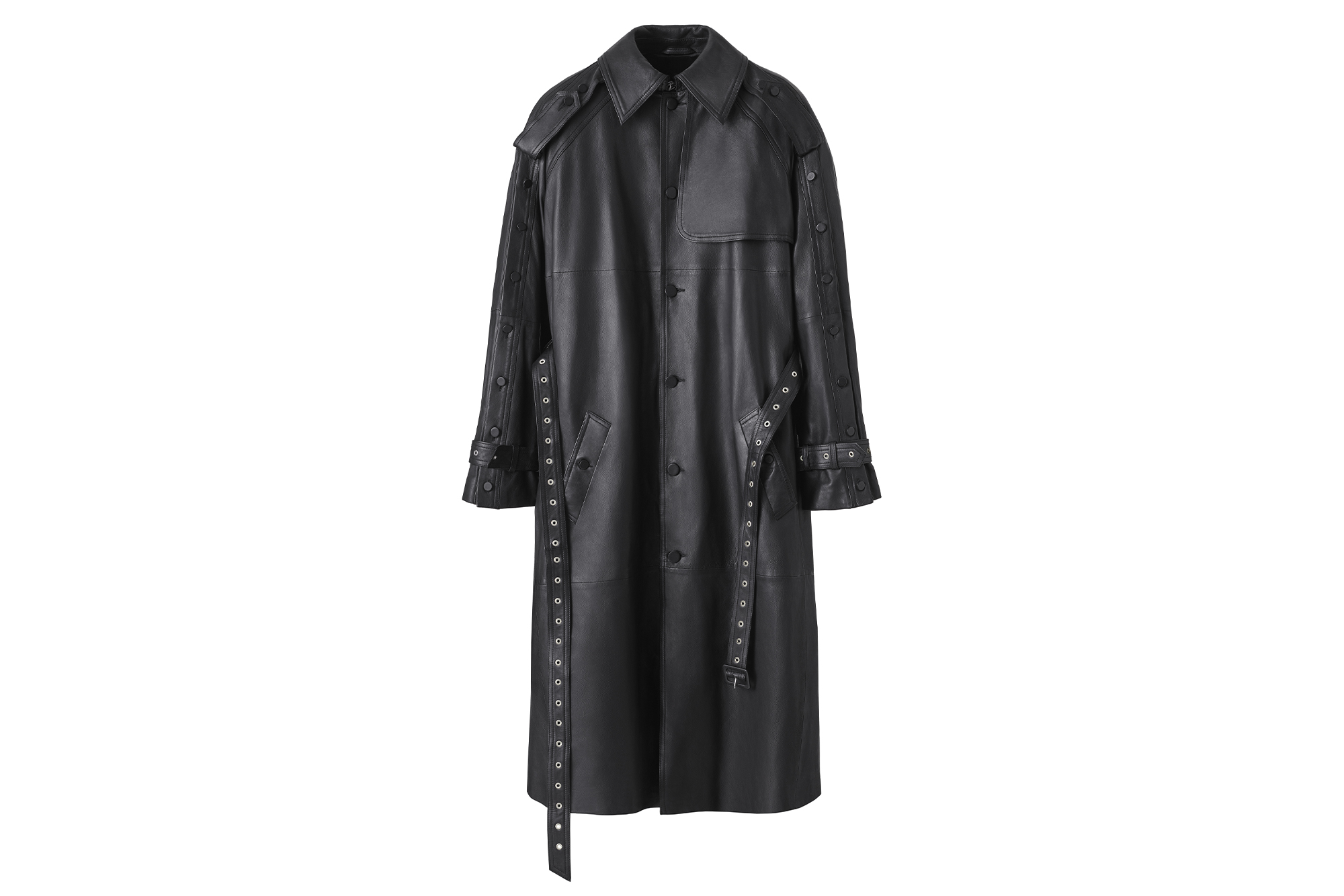 rokh x hm leather trench coat