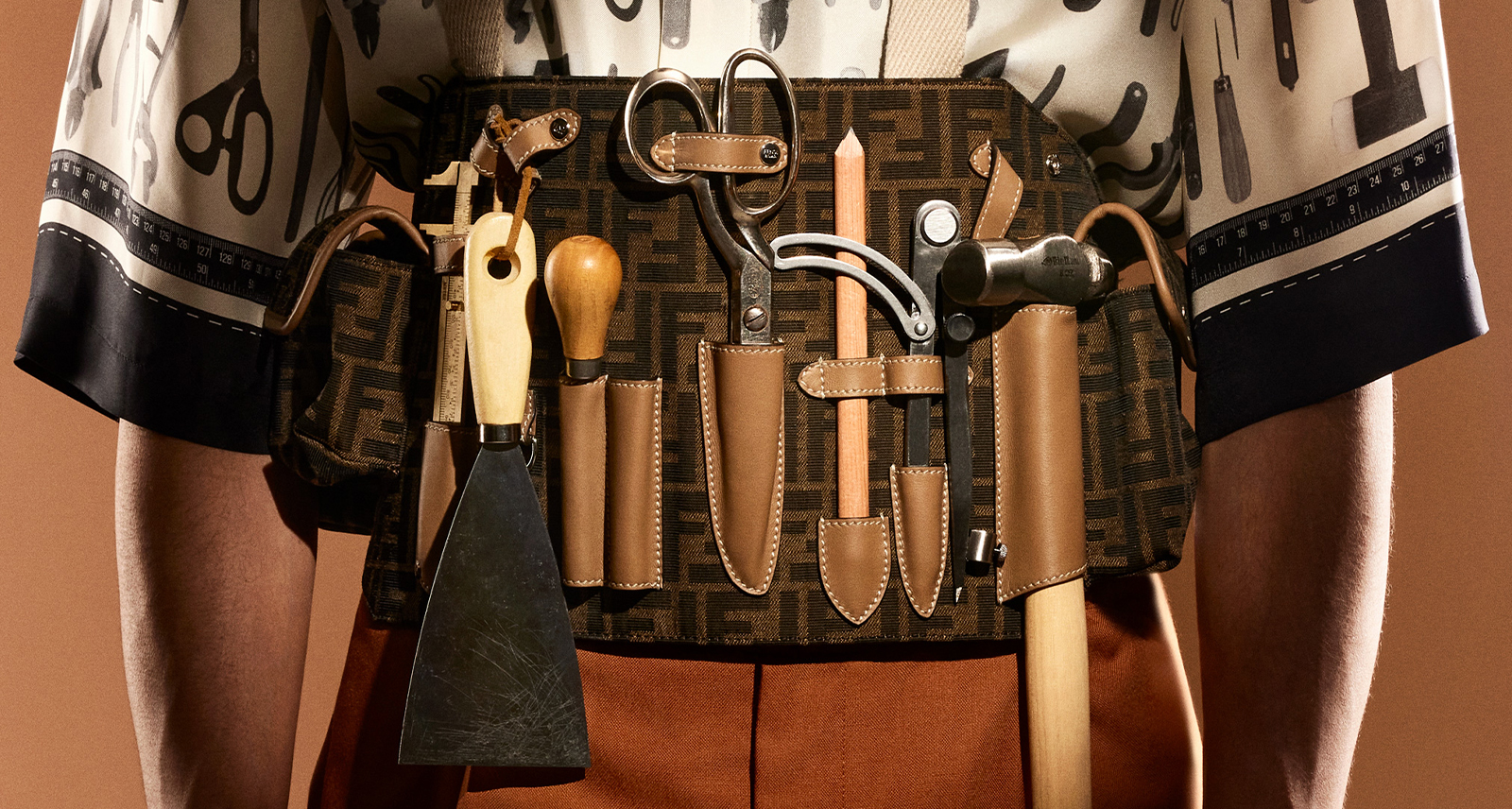 Fendi Men's Leather Trimmed Tool Belt