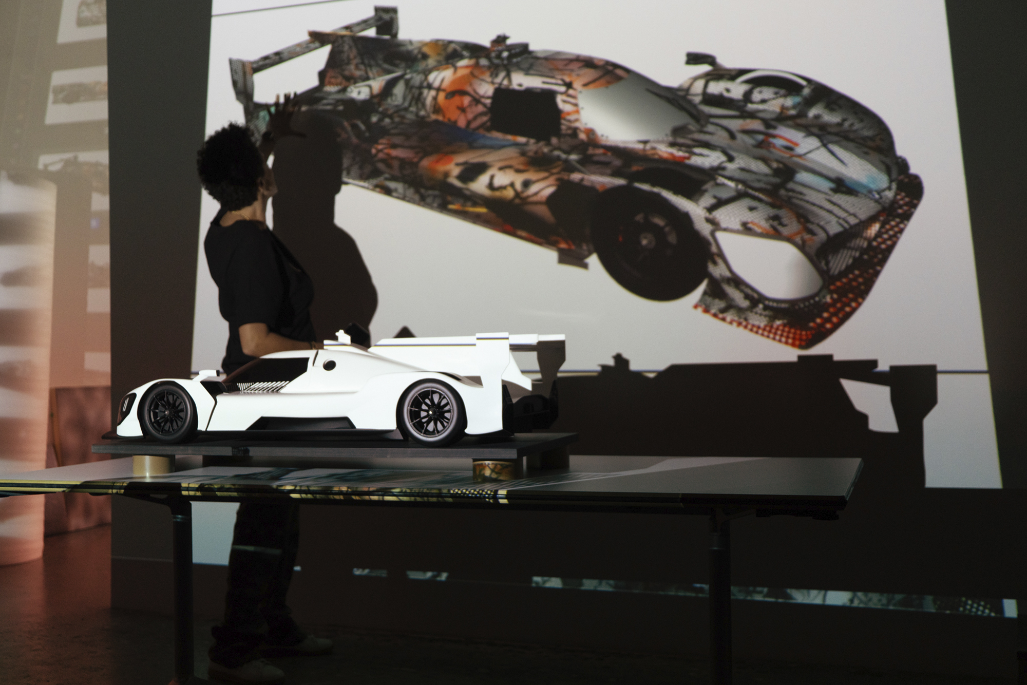 BMW M Hybrid V8 racecar designed by renowned Ethiopian American artist Julie Mehretu