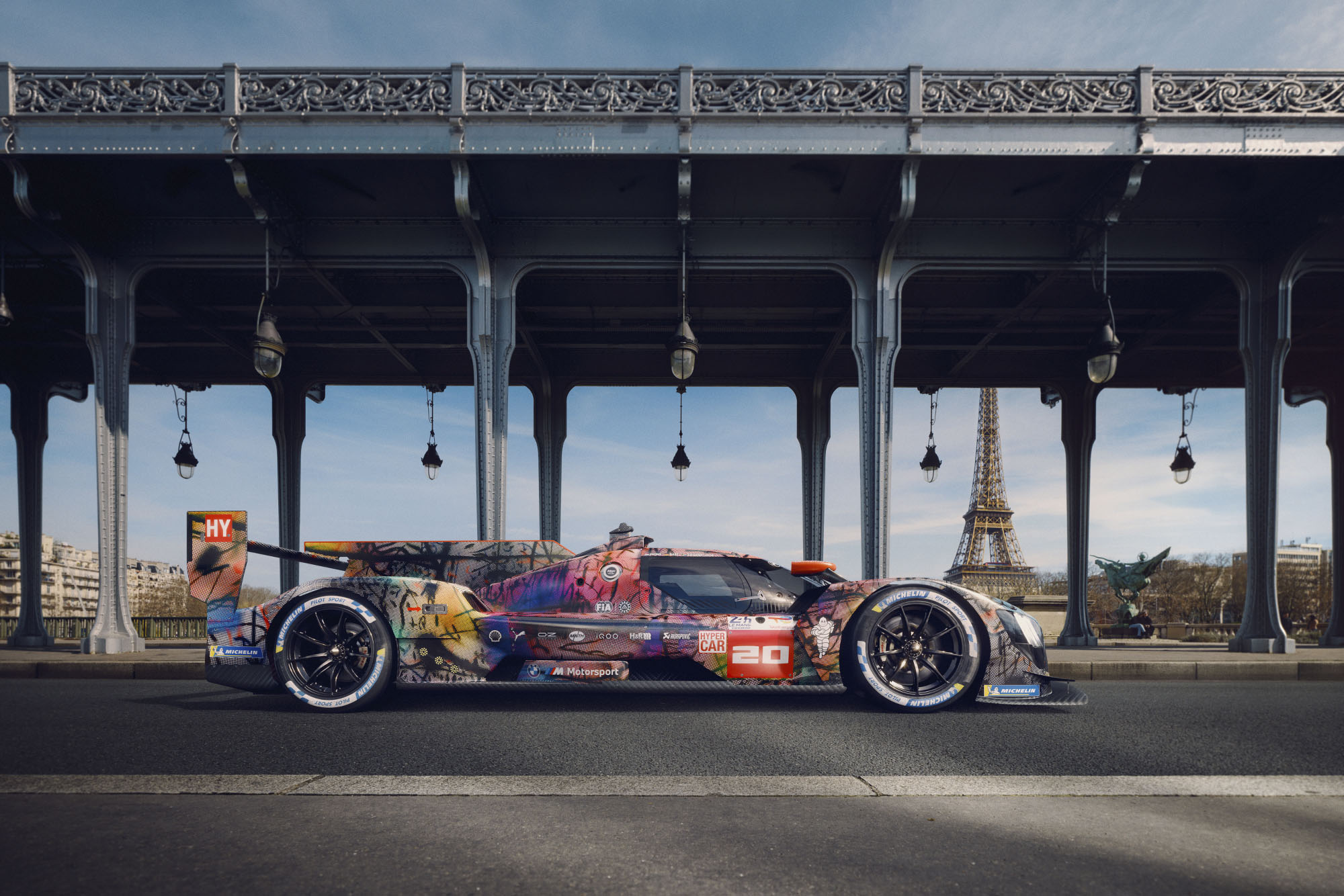 BMW M Hybrid V8 racecar designed by renowned Ethiopian American artist Julie Mehretu