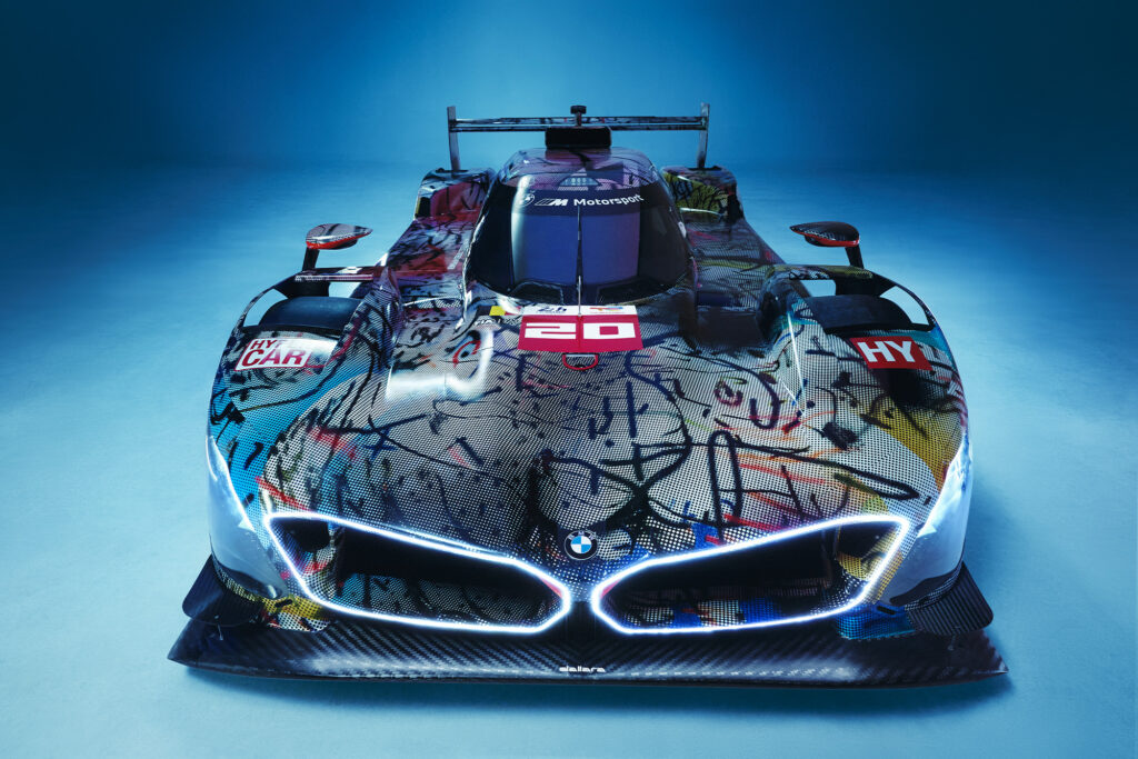 BMW M Hybrid V8 racecar designed by renowned Ethiopian American artist Julie Mehretu