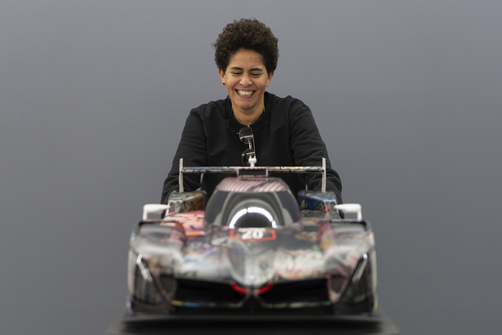 BMW M Hybrid V8 racecar designed by renowned Ethiopian American artist Julie Mehretu