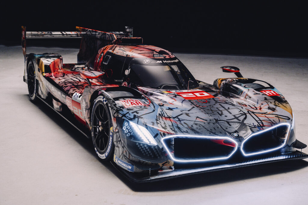 BMW M Hybrid V8 racecar designed by renowned Ethiopian American artist Julie Mehretu