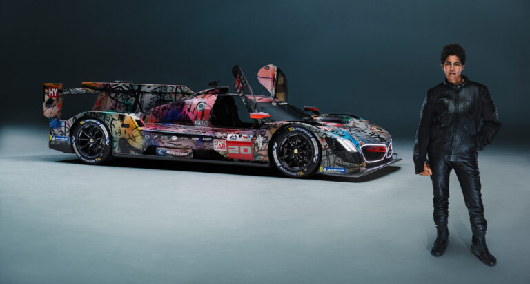 BMW M Hybrid V8 racecar designed by renowned Ethiopian American artist Julie Mehretu