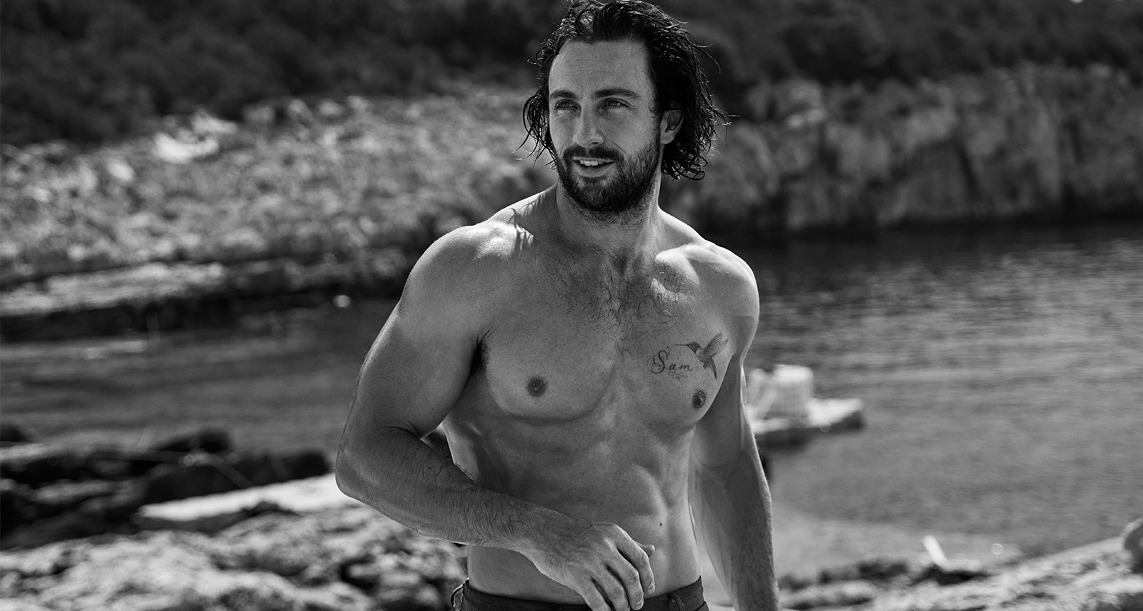 Aaron Taylor-Johnson pictured for interview 'The Fall Guy', Marvel, & Armani Acqua di Giò