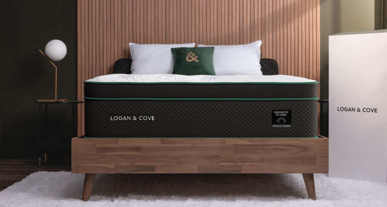 Logan & Cove Pinnacle Mattress against panelled wall