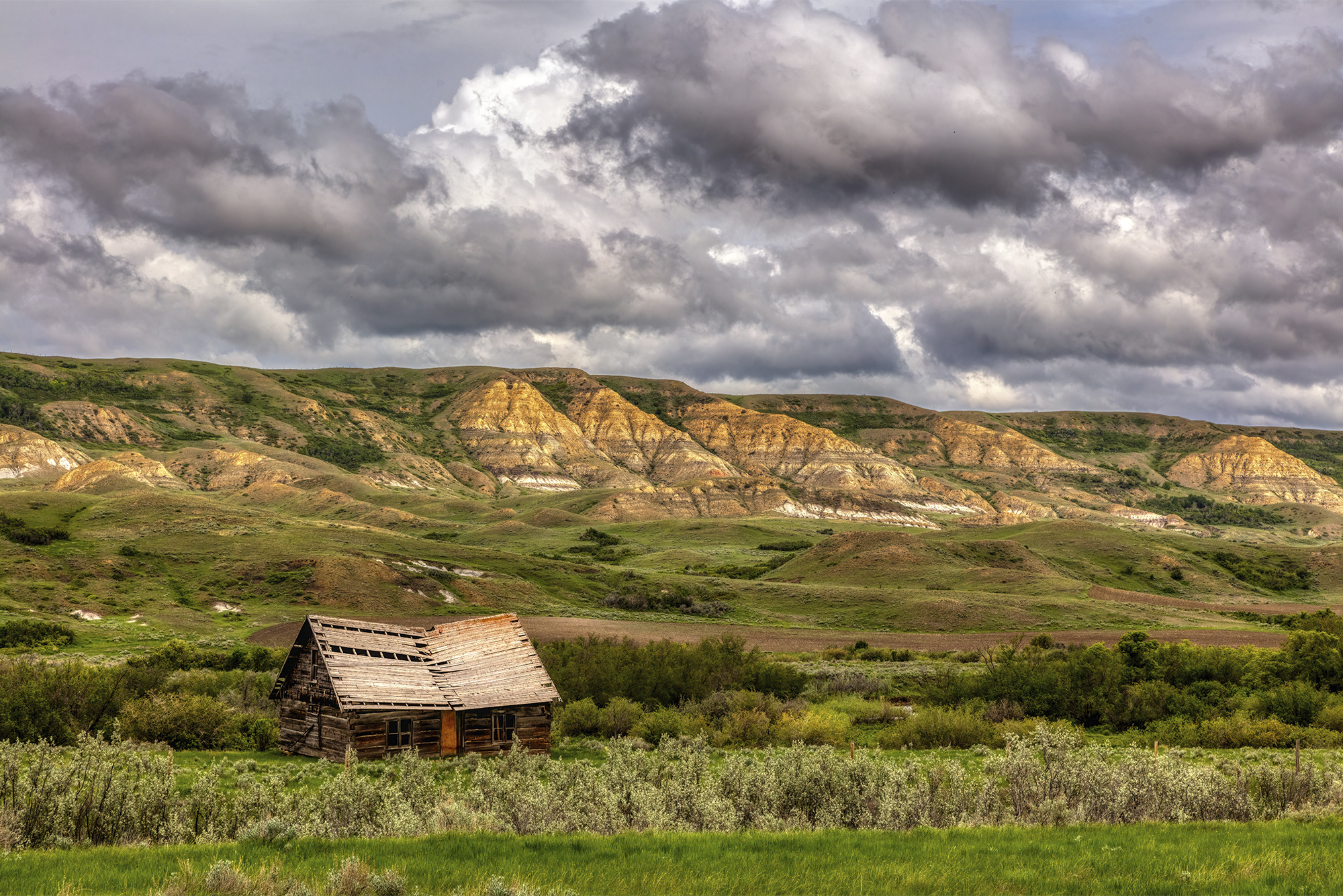 Old abandoned homestead overlooking the East End of the Cypress Hills in Southern Saskatchewan