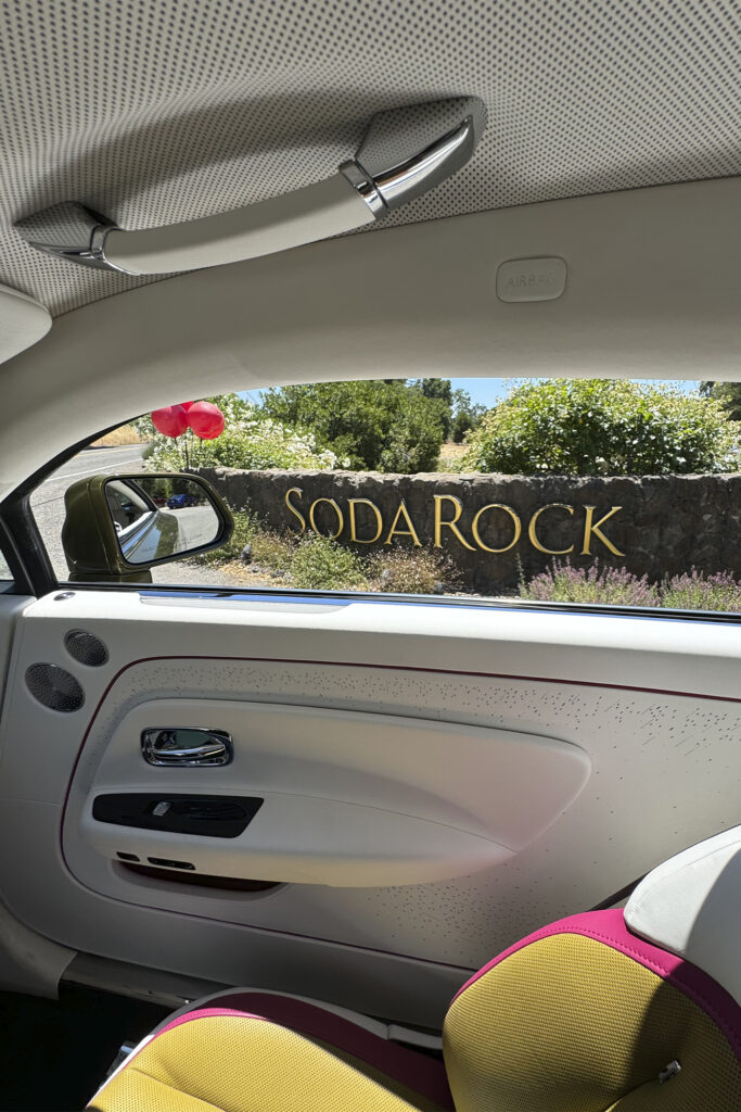 soda rock winery, healdsburg, california, as seen from the front seat of a rolls-royce