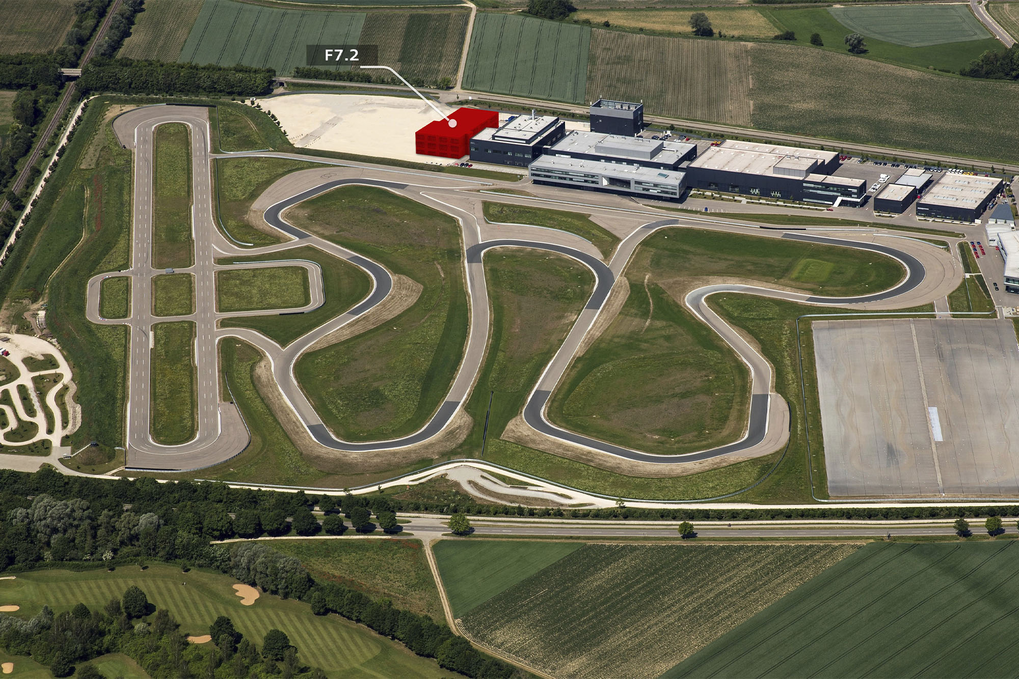 Aerial view of the formula one racetrack