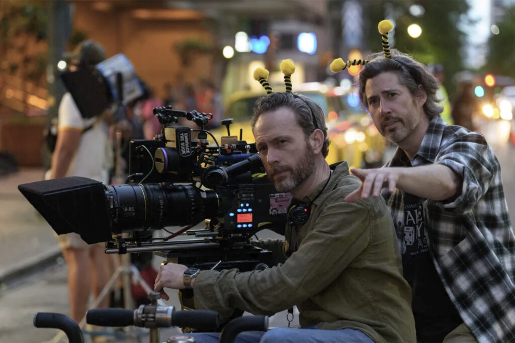 Cinematographer Eric Steelberg and Jason Reitman on the ‘Saturday Night’ set 10-2024 1