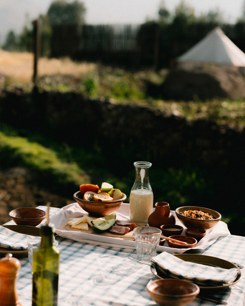 PUQIO Tented Resort in Southern Peru, photo shows small plates served outside