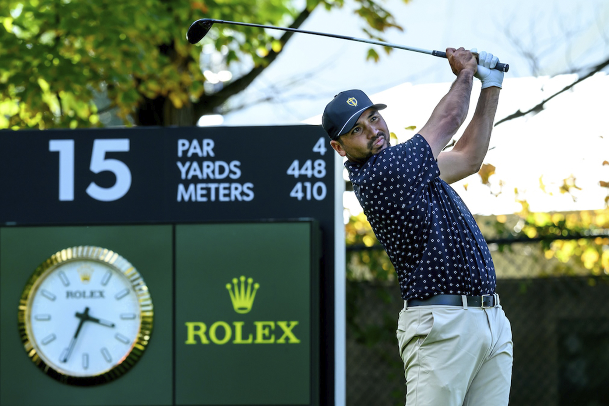 ROLEX TESTIMONEE JASON DAY HITS A TEE SHOT AT THE 2024 PRESIDENTS CUP ©Rolex/J.D. Cuban