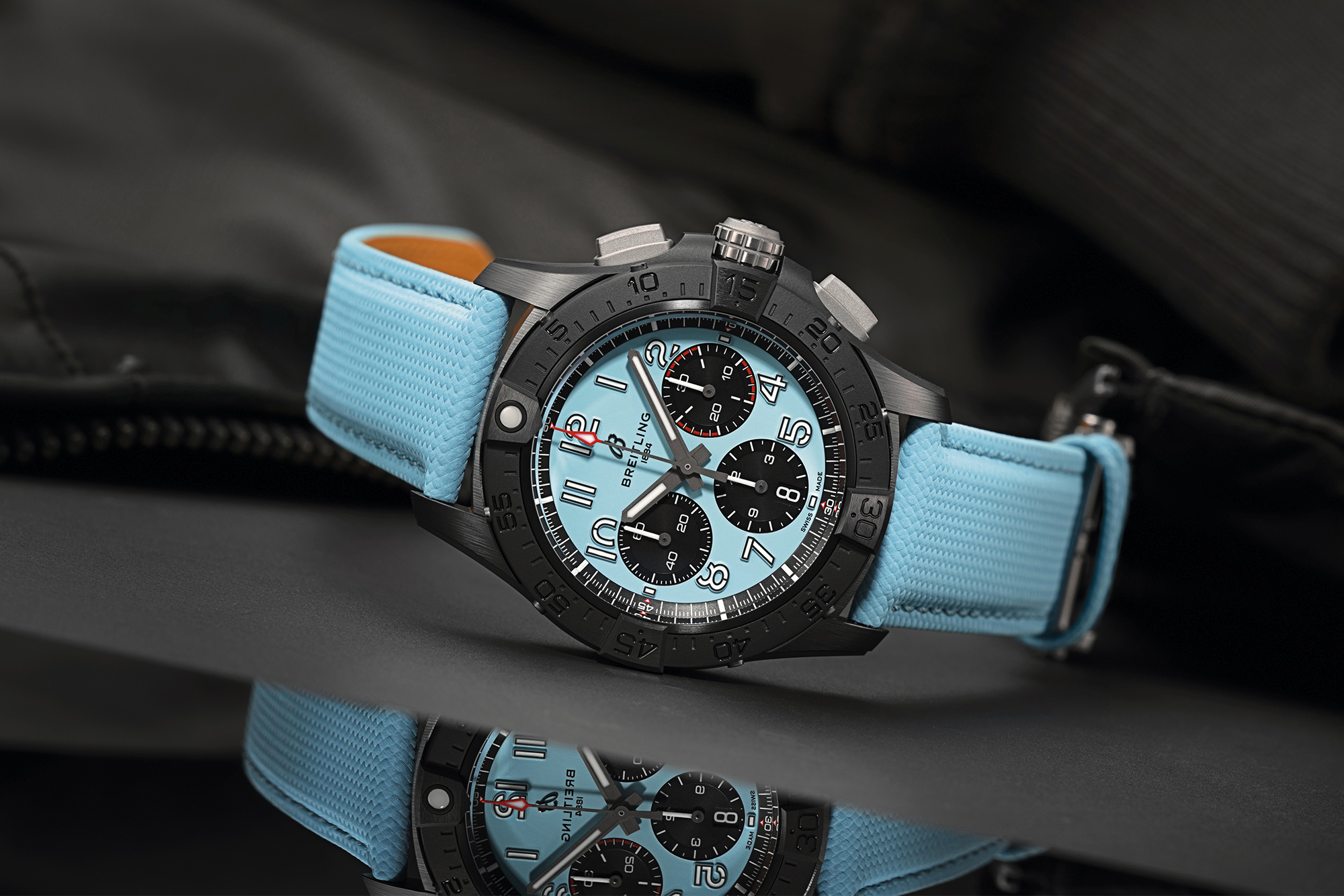 Avenger B01 Chronograph 42 Night Mission in Sand and Turquoise