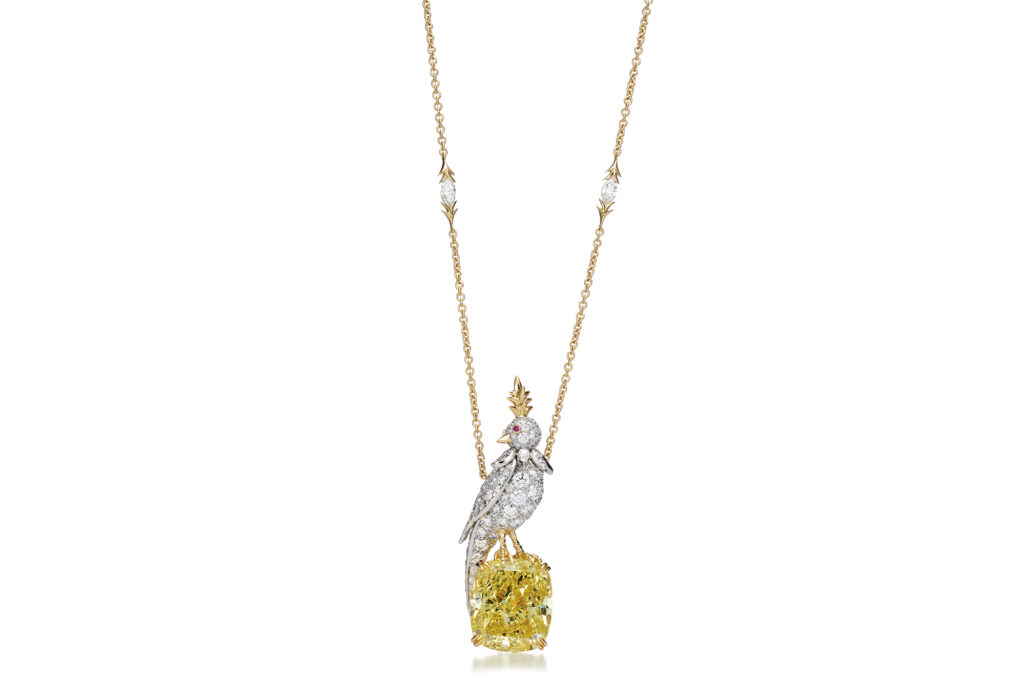 Jean Schlumberger by Tiffany: Bird on a Rock Pendant in Platinum & 18k Yellow Gold