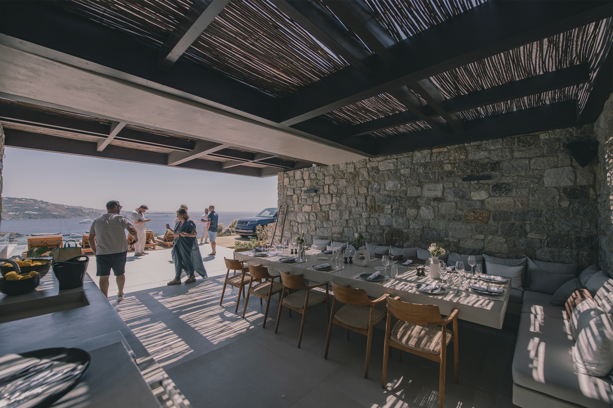 Range Rover House Mykonos - indoor/outdoor dining table