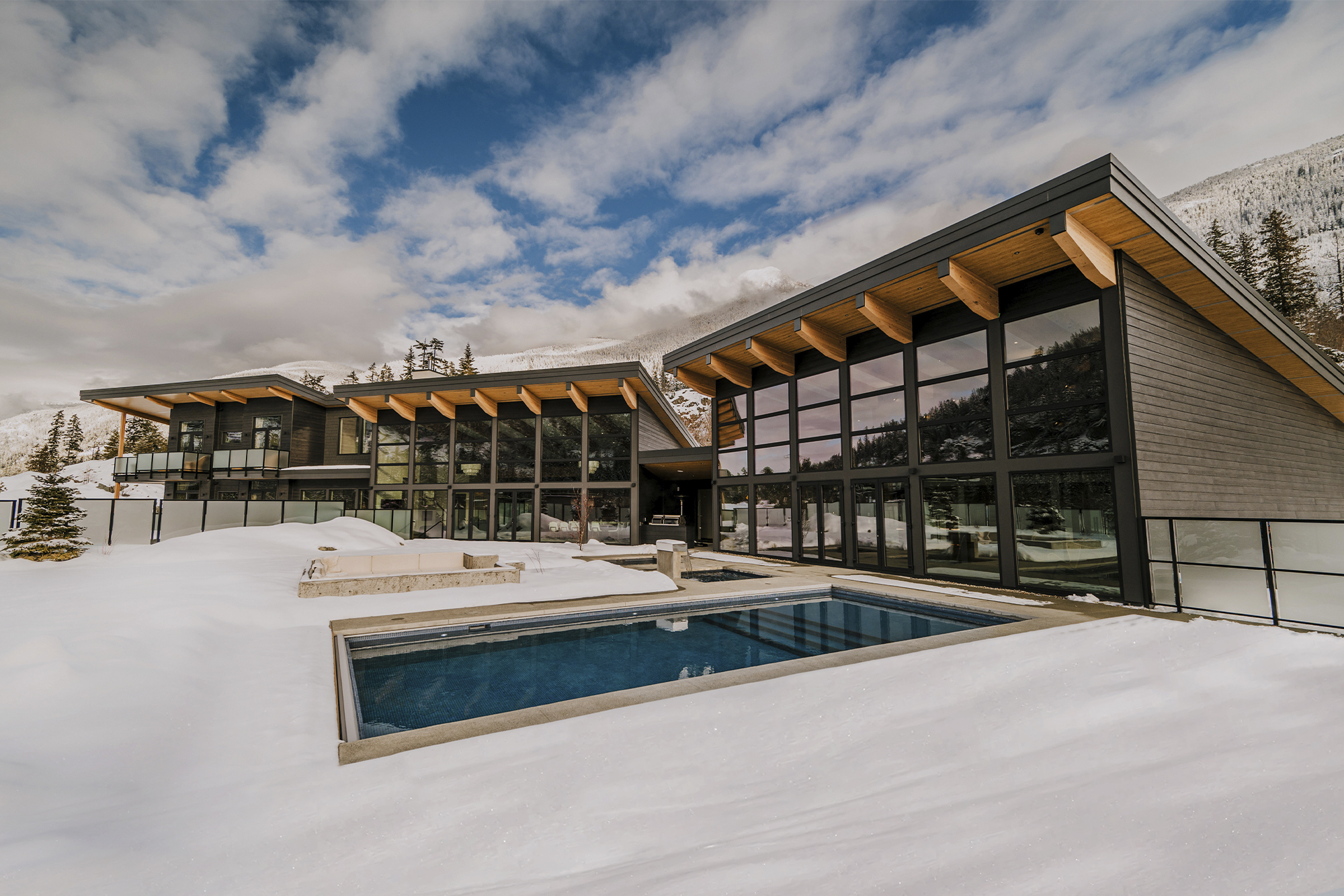 Wedge Mountain Lodge, Whistler, British Columbia resort. Driveway looking north.