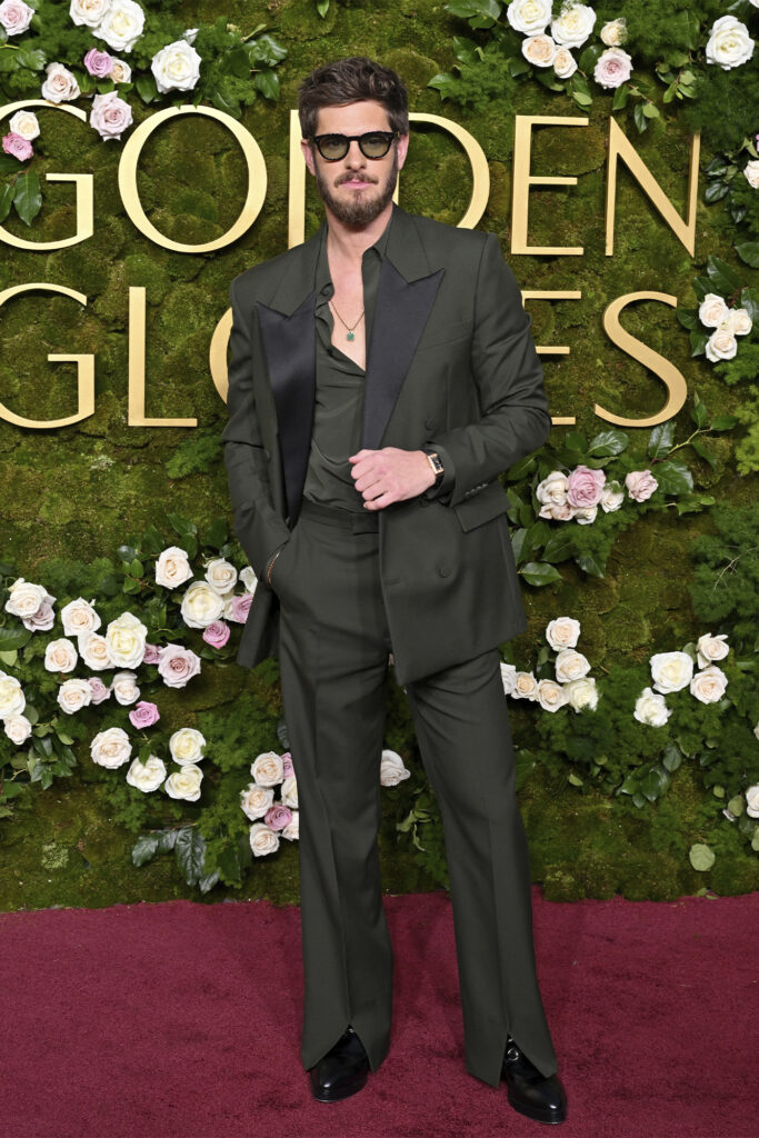 Andrew Garfield in Gucci at the Golden Globes 1-2025 Photo by Axelle Bauer-Griffin FilmMagic