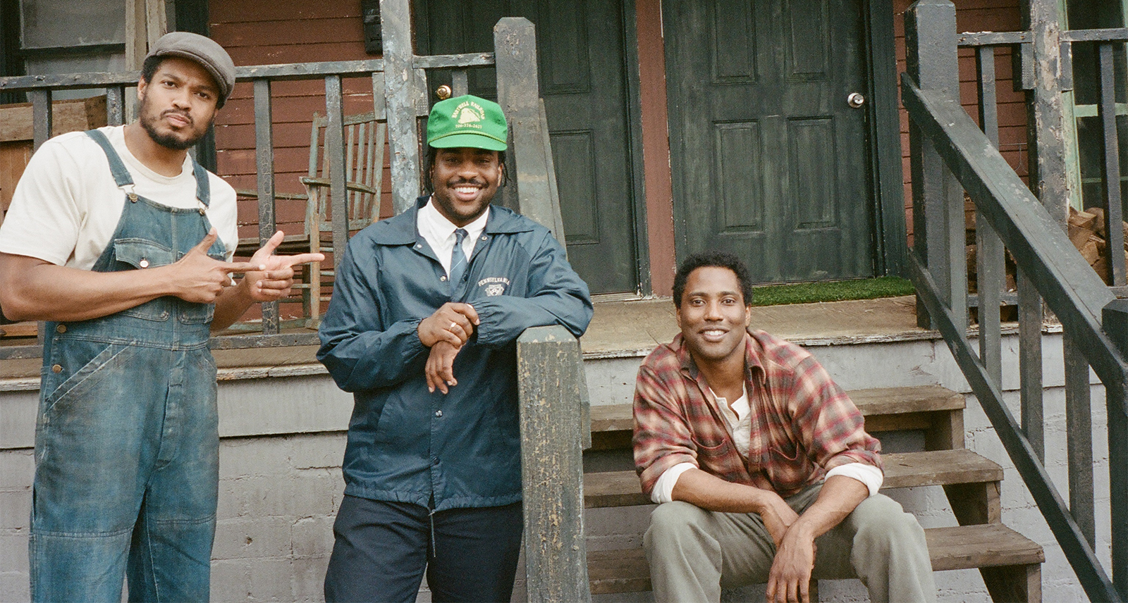 Ray Fisher, Malcolm Washington, and John David Washington on the set of The Piano Lesson. Photo by Katia Washington/Netflix © 2024.