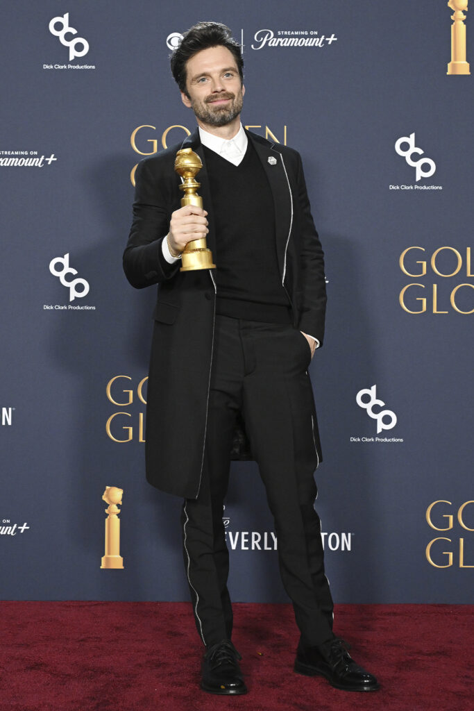 Sebastian Stan in Prada at Golden Globes