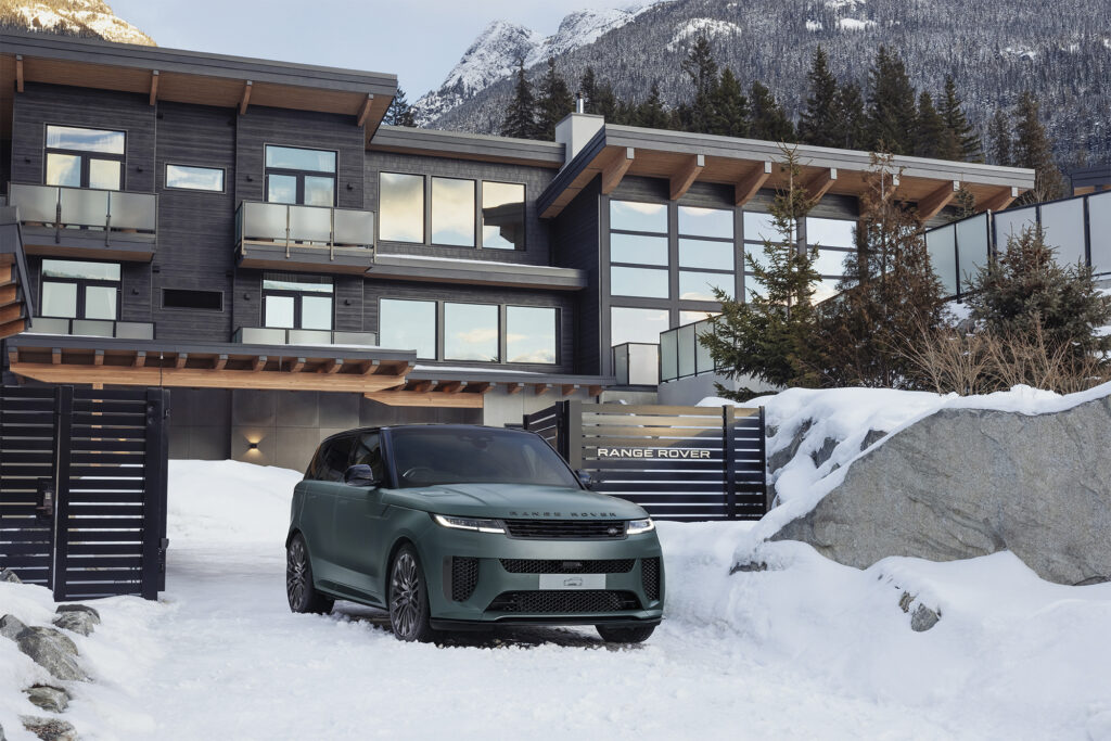 Range Rover Sport SV Gaea parked outside Range Rover House Whistler