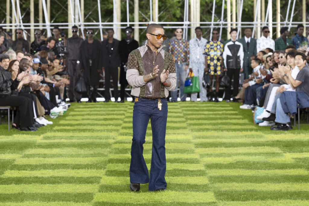 Pharrell Williams bootcut jeans at Louis Vuitton show Spring-Summer 2025