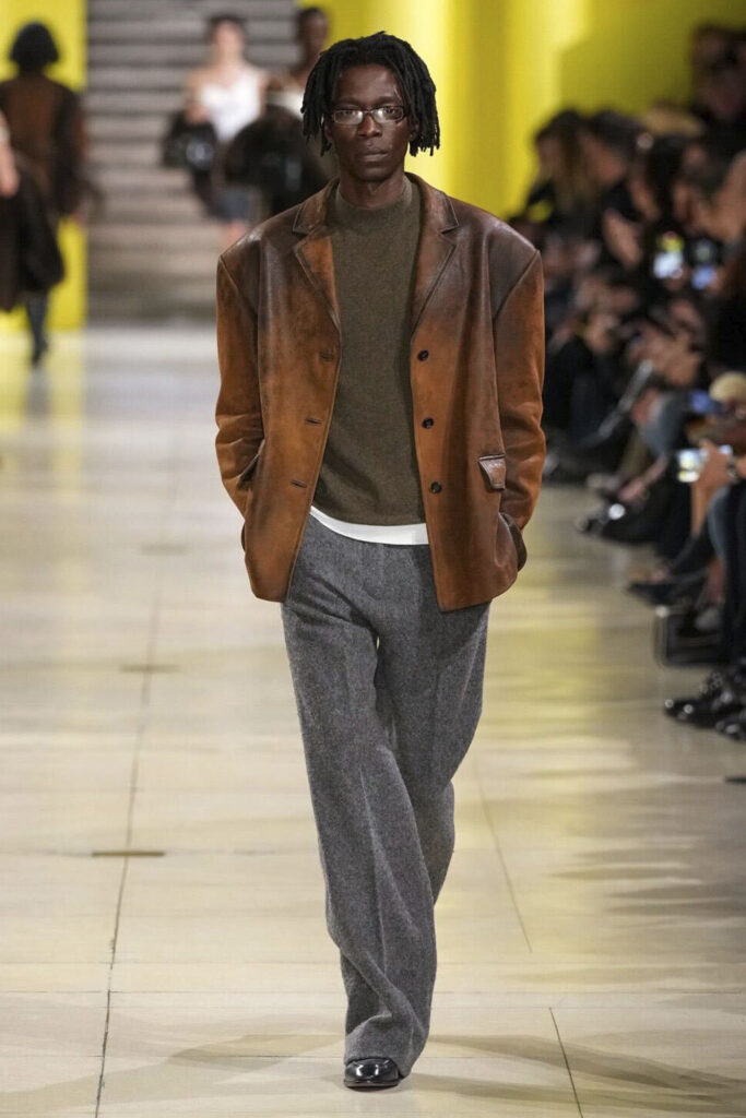 Leather jacket runway mens spring fashion trends