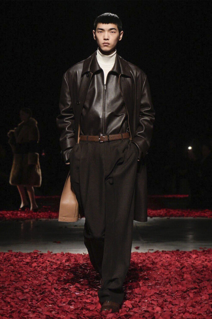 Leather jacket runway mens spring fashion trends 