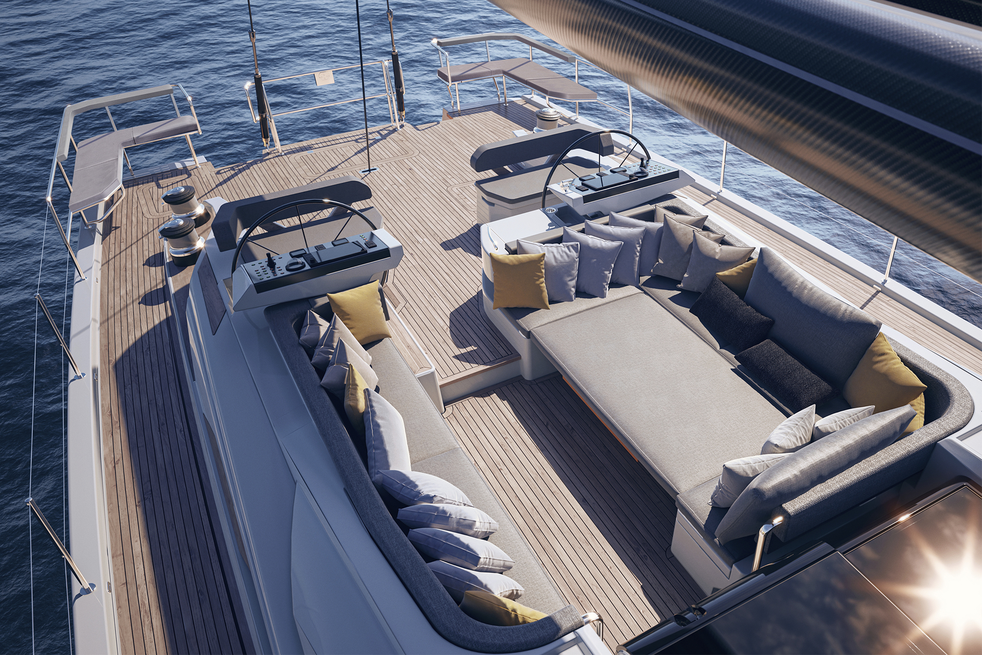 Cockpit Daybed Oyster 805 courtesy of Oyster Yachts via Shamin Abas Communications