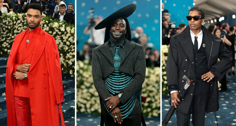 Mens Met Gala 2025 best dressed. left to right: rege-jean page, shaboozey, ASAP Rockey