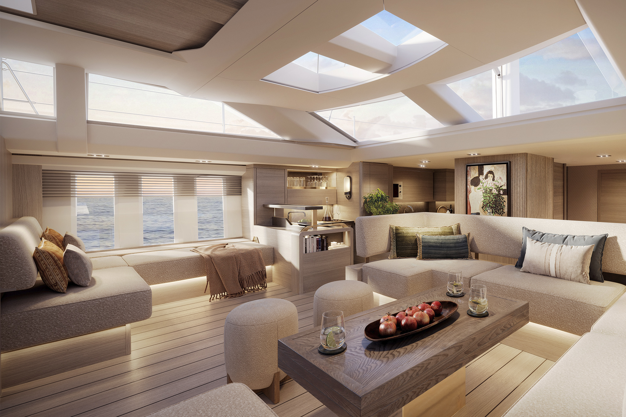 Saloon Oyster 805 courtesy of Oyster Yachts via Shamin Abas Communications