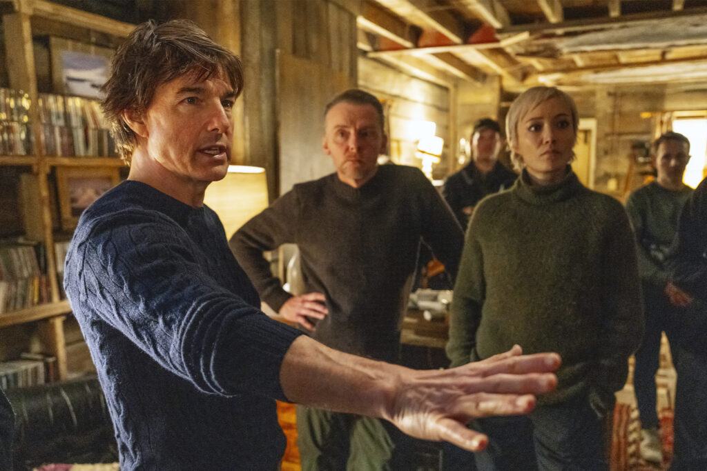 Tom Cruise, Simon Pegg and Pom Klementieff on the set of Mission: Impossible - The Final Reckoning from Paramount Pictures and Skydance. | © 2025 Paramount Pictures. All Rights Reserved.
