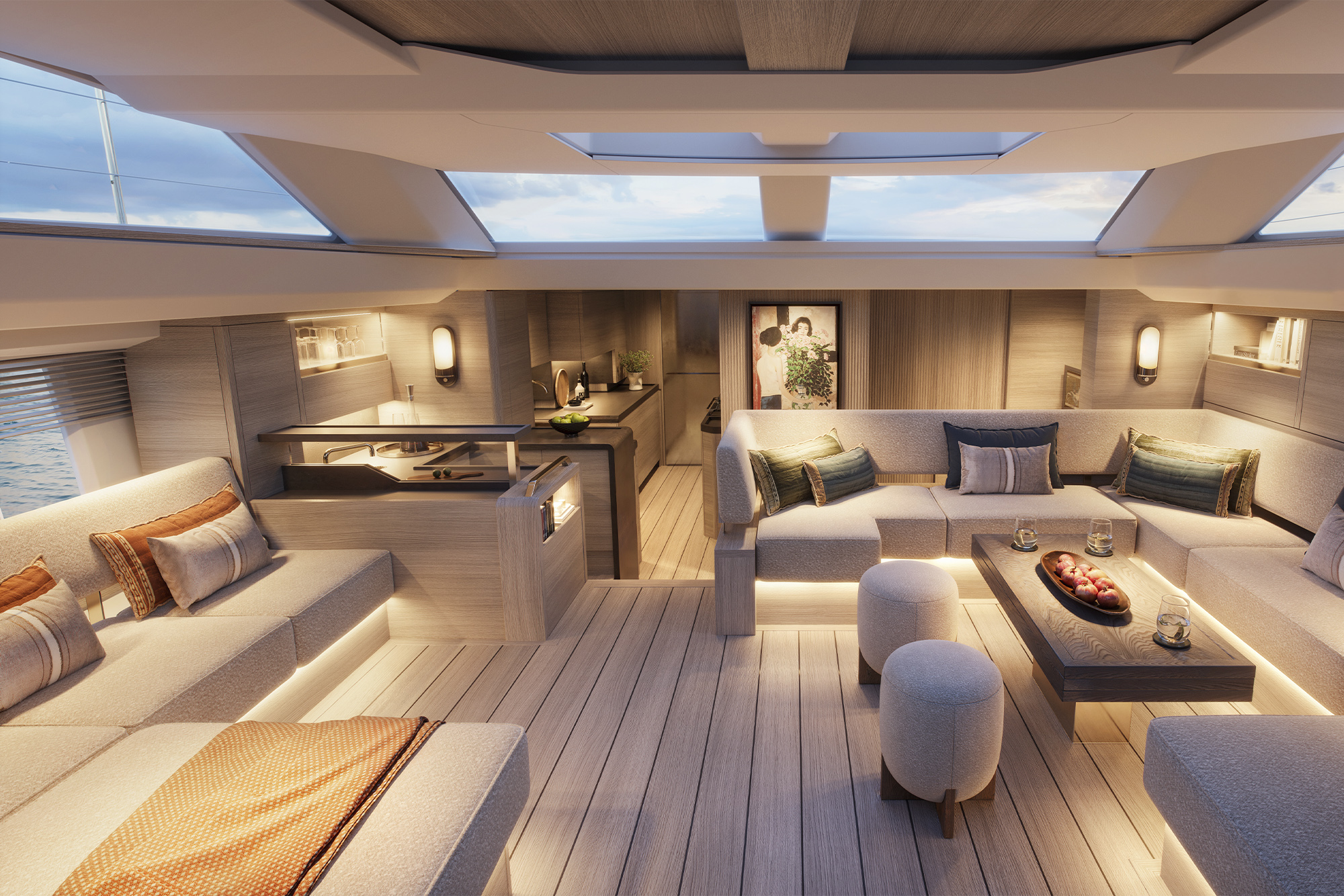 Saloon Oyster 805 courtesy of Oyster Yachts via Shamin Abas Communications