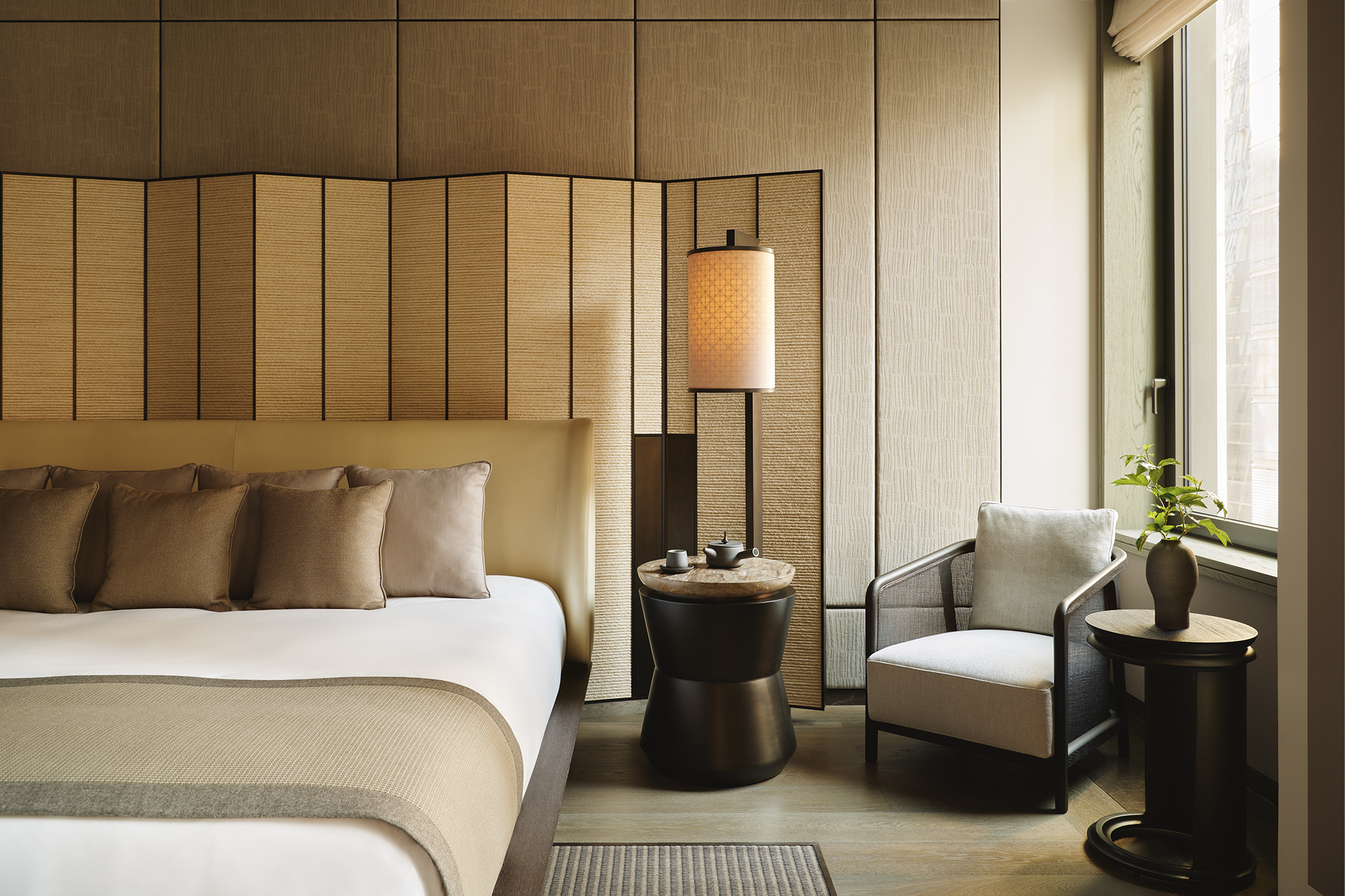 Photos of Aman Hotel NYC, courtesy of JGPR. Bedroom