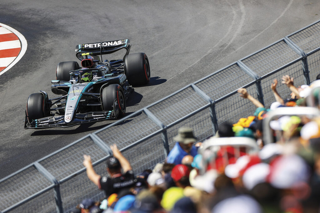 F1 car on racetrack