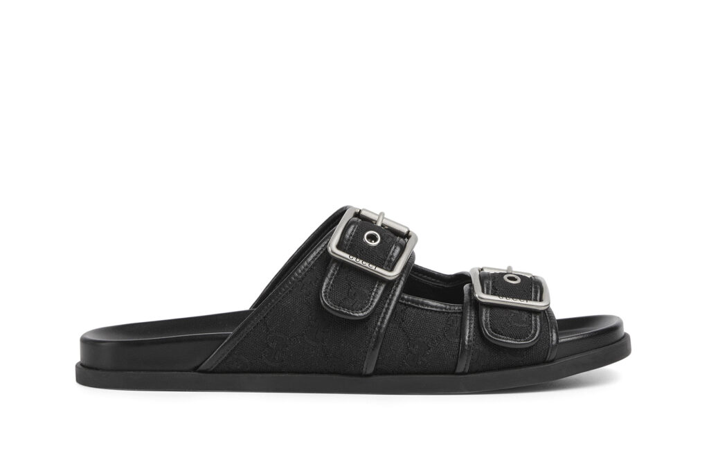 Men's slide sandal with buckles by gucci