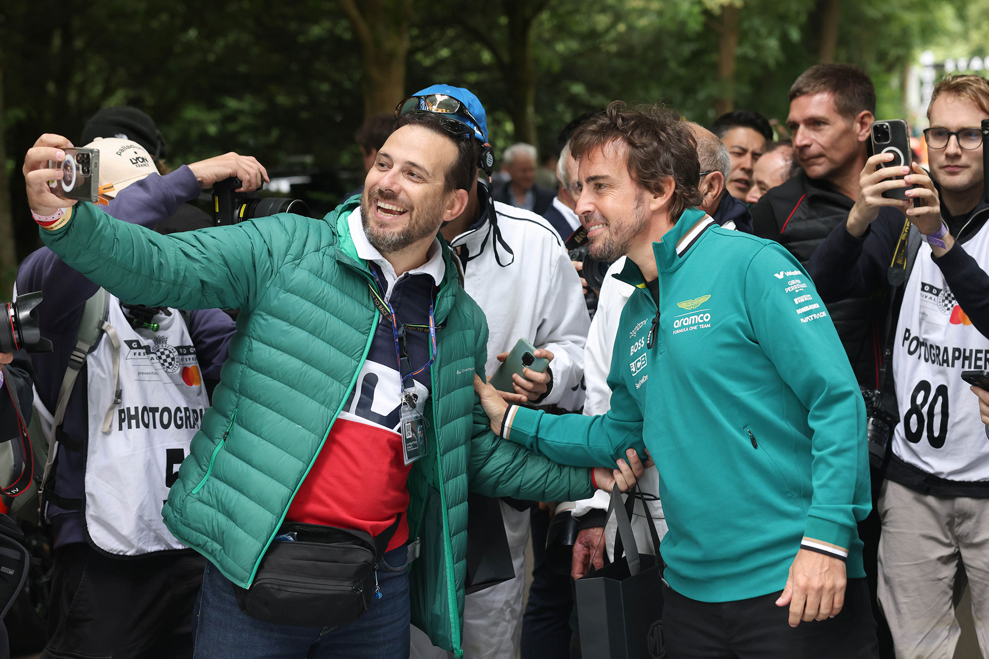 Fernando Alonso with visitors at the 2024 Festival of Speed.