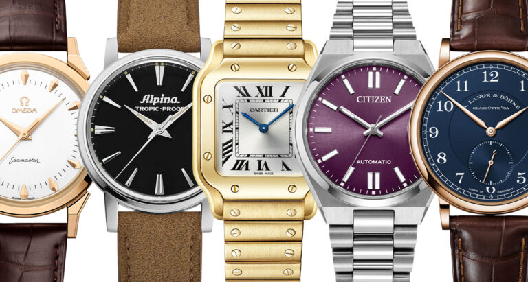 The best small watches for men. collage shows five watches