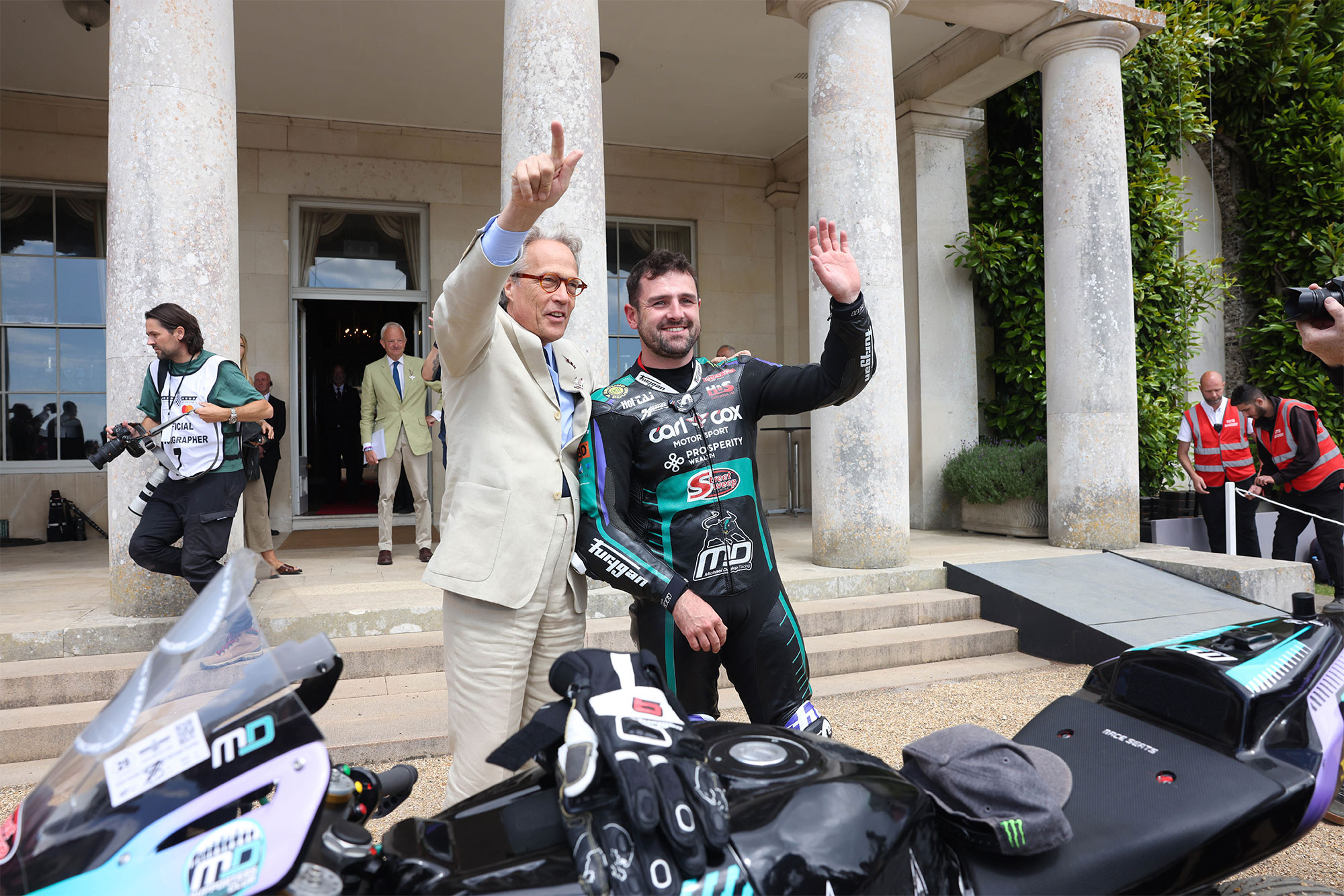 The Duke of Richmond left and Michael Dunlop right.