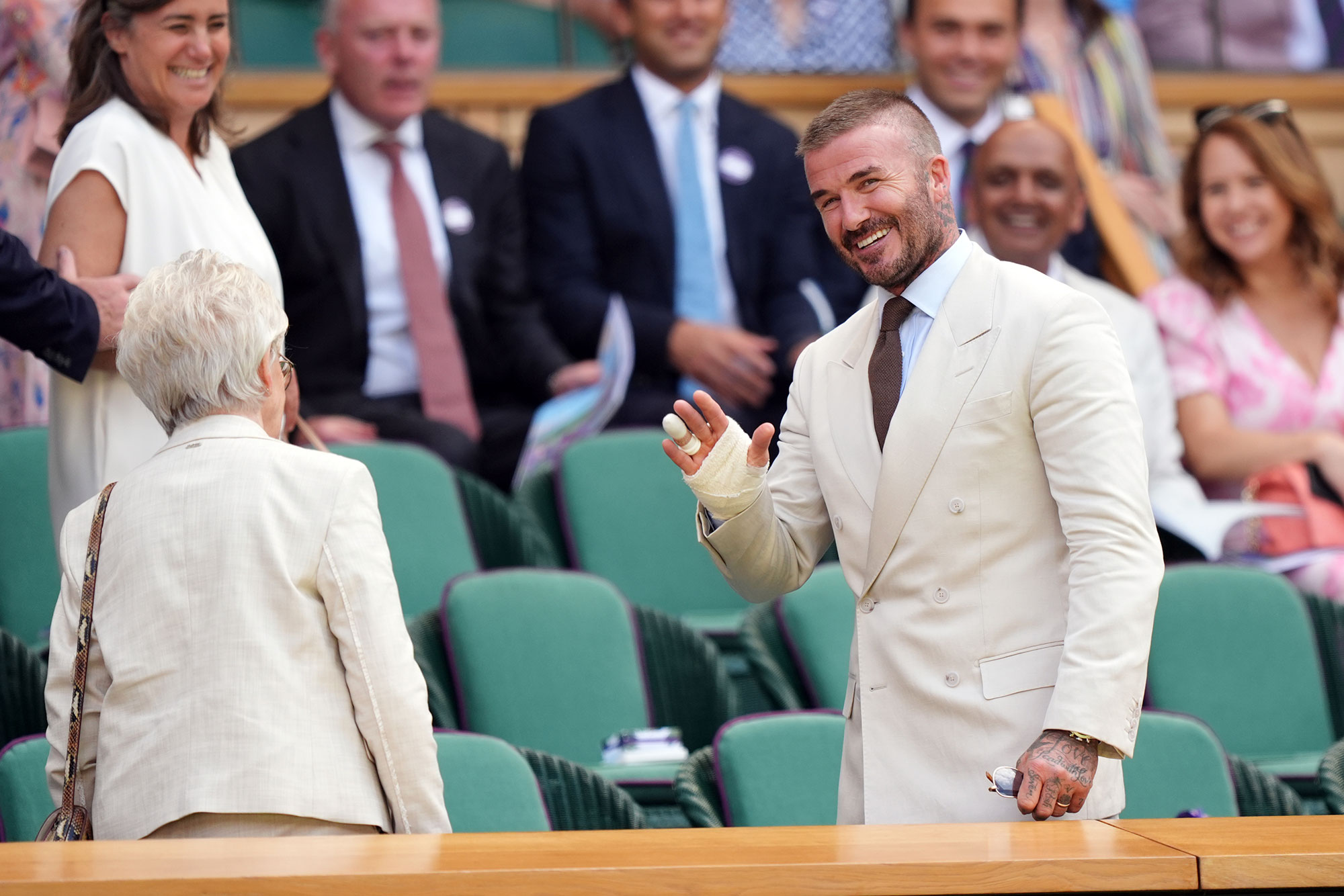 Sir David Beckham in the Royal Box with his mum Sandra on day one of the 2025 Wimbledon Championships at the All England Lawn Tennis and Croquet Club, London. Picture date: Monday June 30, 2025. (Photo by Ben Whitley/PA Images via Getty Images)