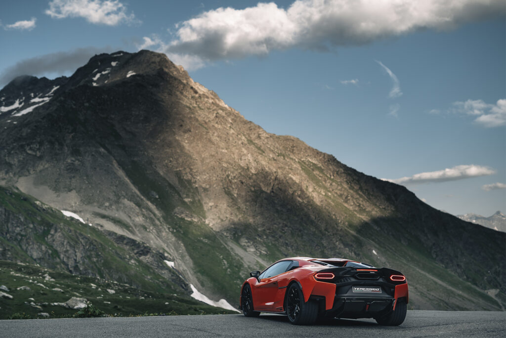 Lamborghini Temerario, Arancio Xanto, in Val d'Aosta. Photo courtesy of Lamborghini. 
