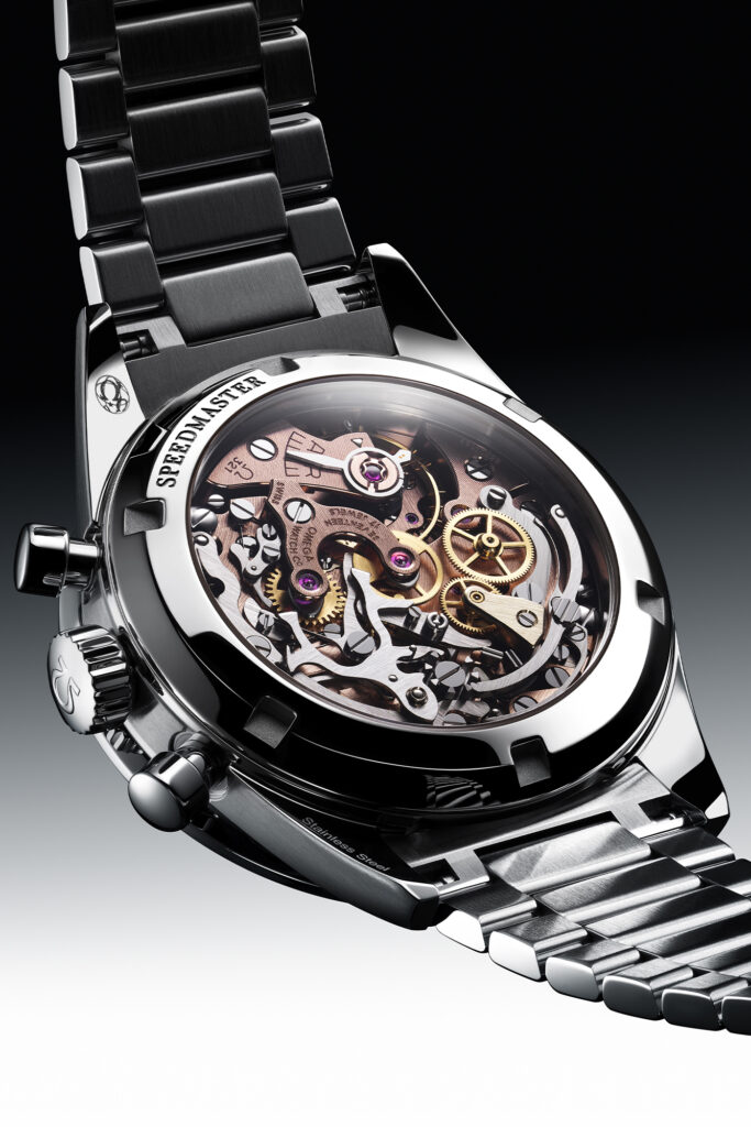 Back of the cafe of an OMEGA Speedmaster men's watch. Photo courtesy of OMEGA. Helped Power NASA’s Apollo Program.