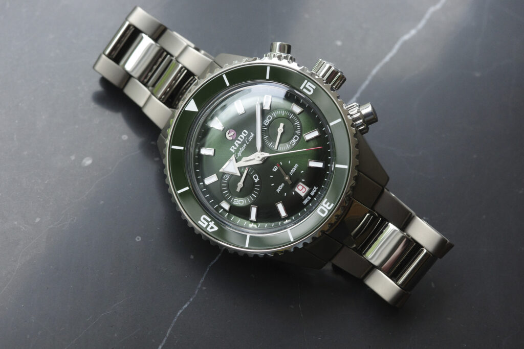 RADO Captain Cook Chrono Green. Photo by Justin Mastine-Frost.