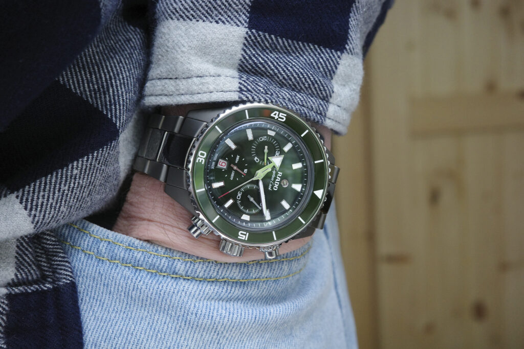 RADO Captain Cook Chrono Green. Photo by Justin Mastine-Frost.
