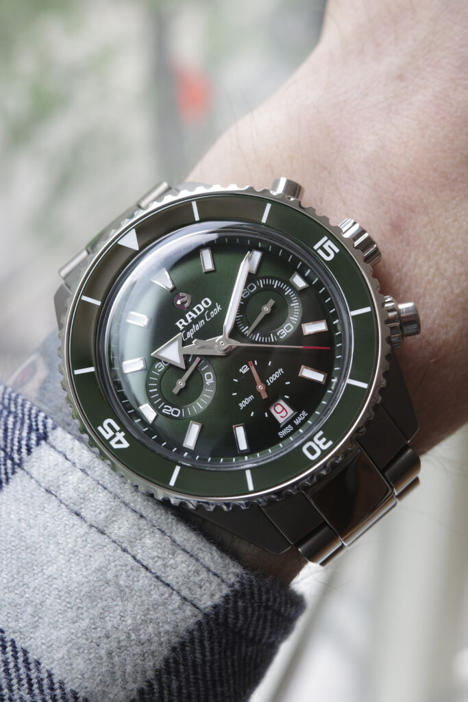 RADO Captain Cook Chrono Green. Photo by Justin Mastine-Frost.