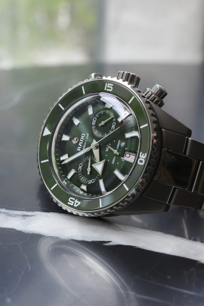 RADO Captain Cook Chrono Green. Photo by Justin Mastine-Frost.