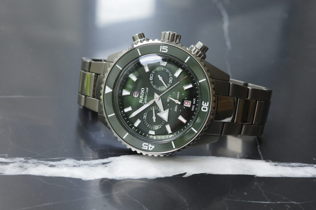 RADO Captain Cook Chrono Green. Photo by Justin Mastine-Frost.