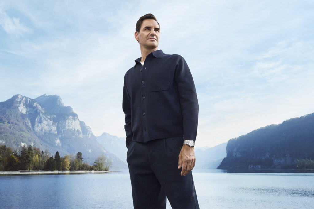 Roger Federer wears new men's watch, the Rolex Oyster Perpetual Land‑Dweller. Photo courtesy of Rolex.