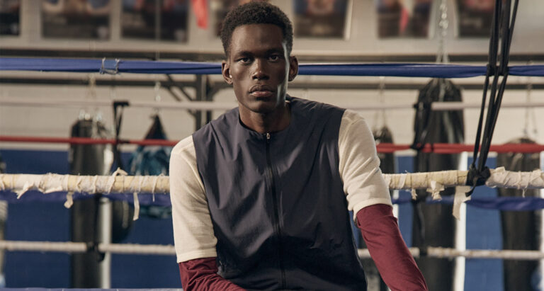 SHIRT ($320), T-SHIRT ($365), VEST ($390), AND PANTS ($435) BY LITERARY SPORT; SHOES ($230) BY SOREL.