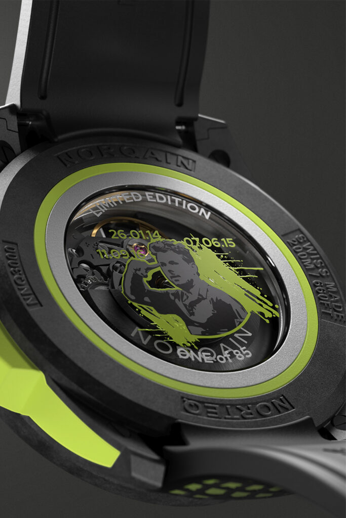 Wild ONE Skeleton Stan the Man Limited Edition watch, developed in collaboration with Swiss tennis pro and three-time Grand Slam champion Stan Wawrinka. Photo courtesy of Norqain.