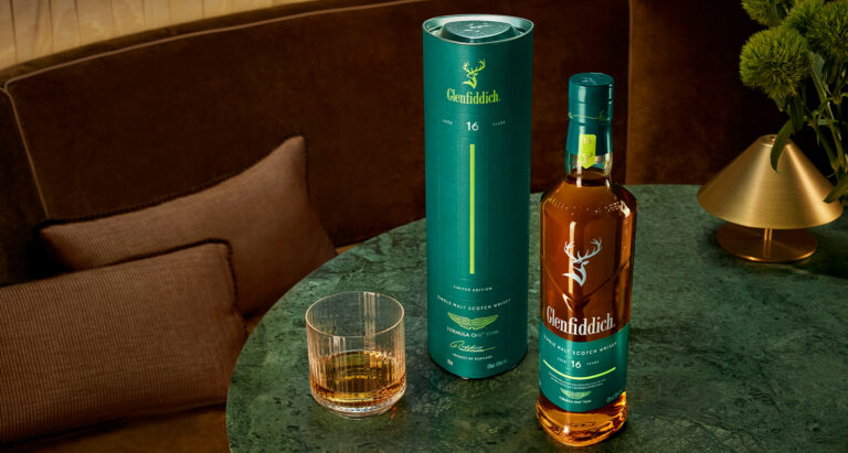 Glenfiddich 16YO x Aston Martin Whiskey Bottle-Tube. Photo retrieved from The Book For Men Fall-Winter 2025.
